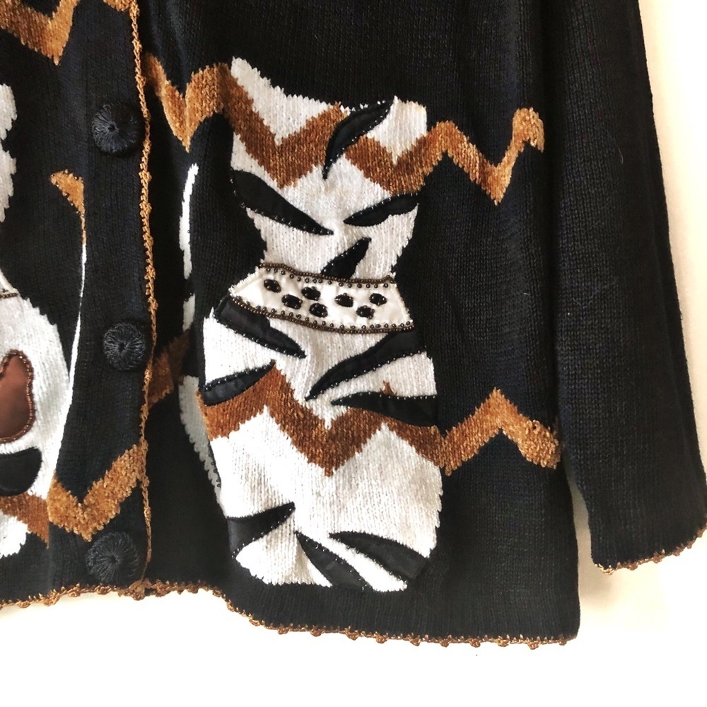 Vintage 90s Victoria Harbour Cat Cardigan Whimsigoth Cottagecore Soft Knit Sz M - Picture 9 of 13